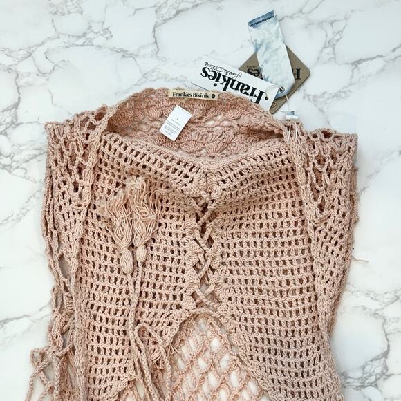 Frankies Mauve Crochet Bikinis Sunrise Cover Up Dress SZ L $250 - Picture 10 of 10